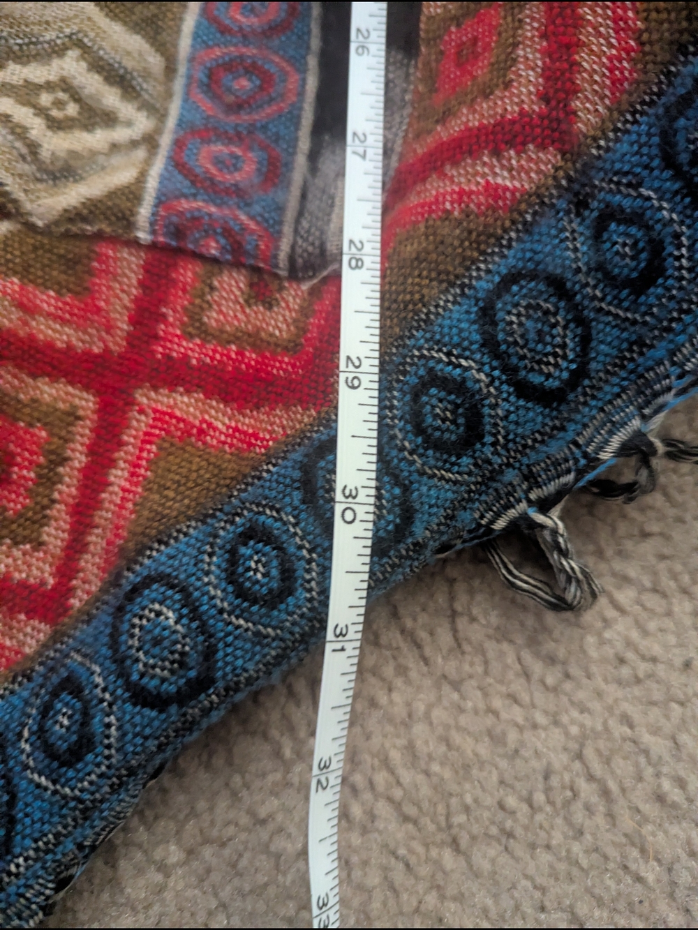 Boho Multi-Color Aztec Hooded Poncho - Picture 4 of 8